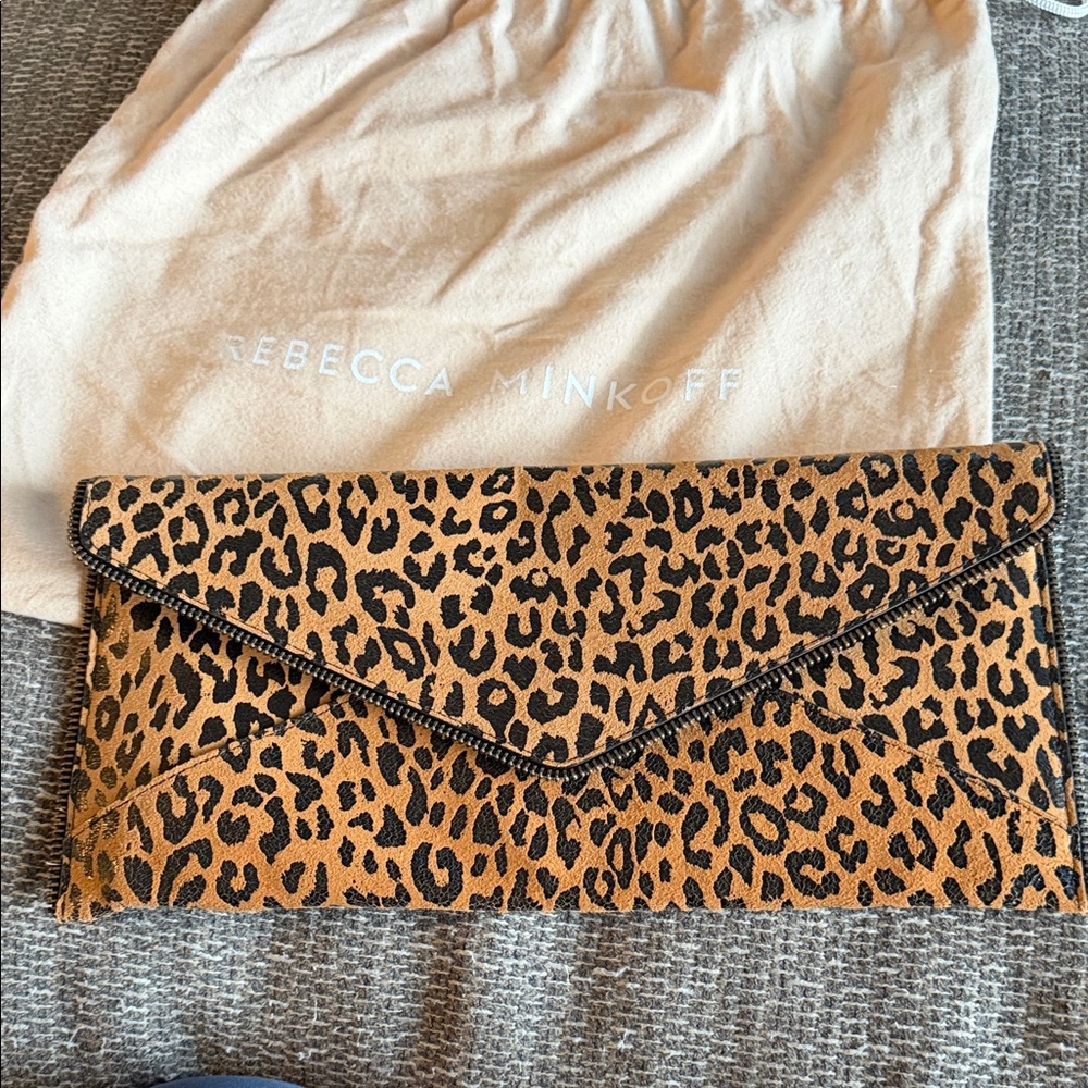 Rebecca Minkoff Tan and Black Leopard Clutch